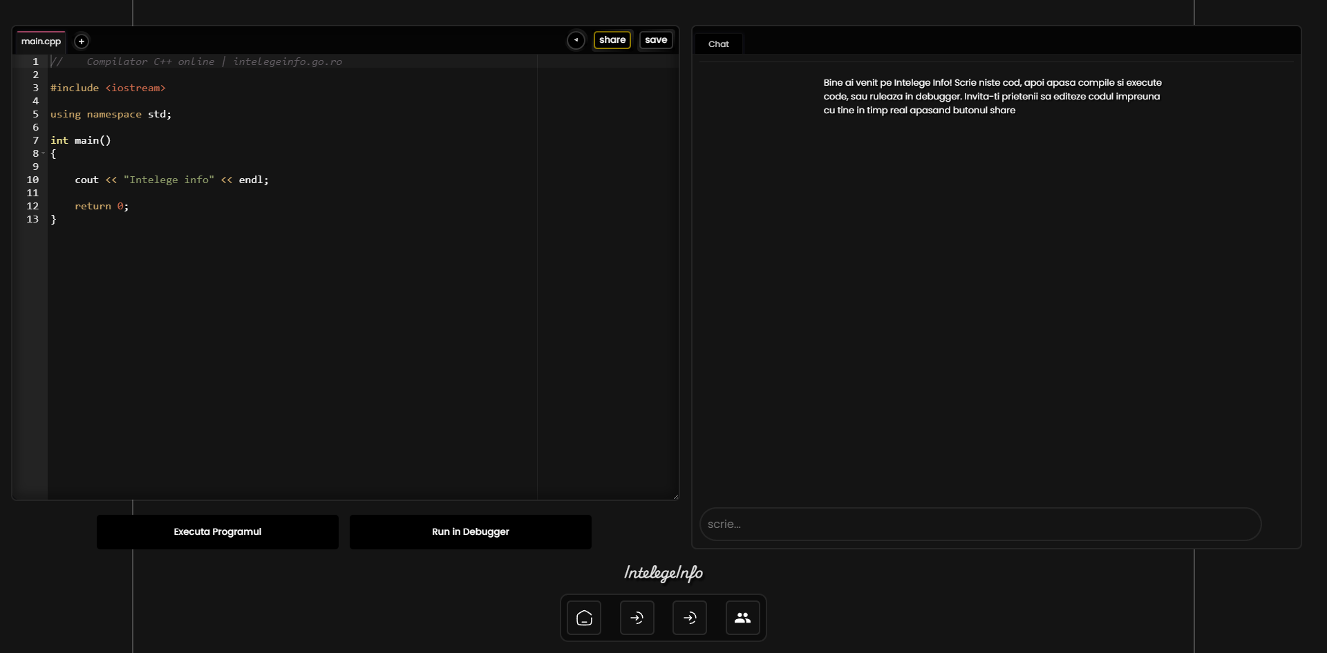 Editor on desktop